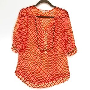 41 Hawthorn Silky Geo-Diamond Blouse Sz S